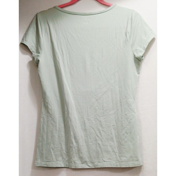 Ann Taylor Cotton Spandex Short Sleeve Ruffle Neck Buttons Size Medium Blouse - Picture 2 of 4